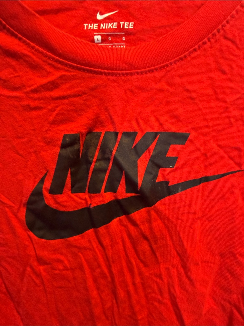Nike Red Long-Sleeve Shirt with Black Swoosh Size: L - Picture 3 of 7